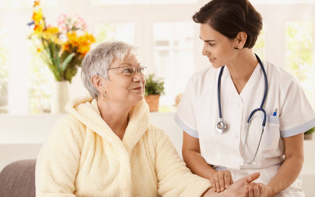 Aging in place: A picture of a care provider with senior.